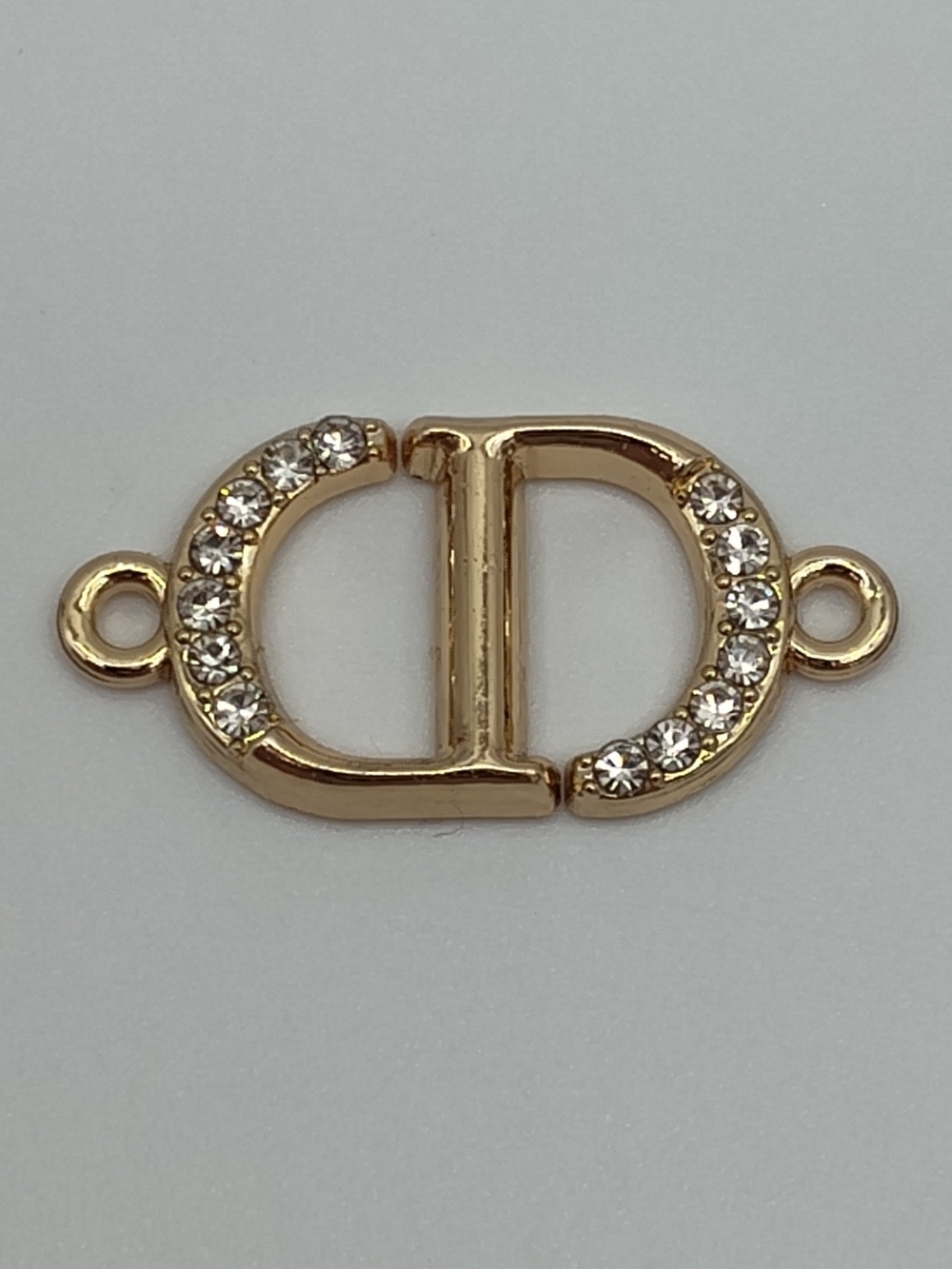 CHRISTIAN DIOR CD Pavé Crystal Connector Charm Gold Link Bar Pendant Zipper Pull